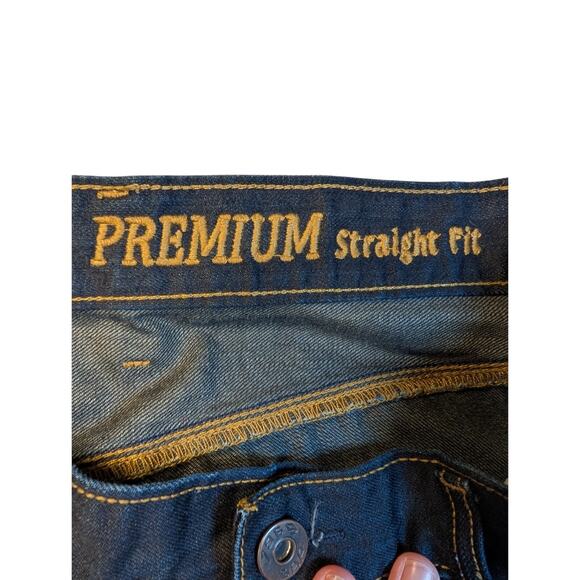 Gap 1969 Jeans Mens 36X32 Blue Dark Wash Cotton Premium Straight Fit Denim - Picture 2 of 9